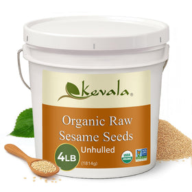Kevala raw sesame seeds unhulled bucket pour — easy pour for cooking and topping