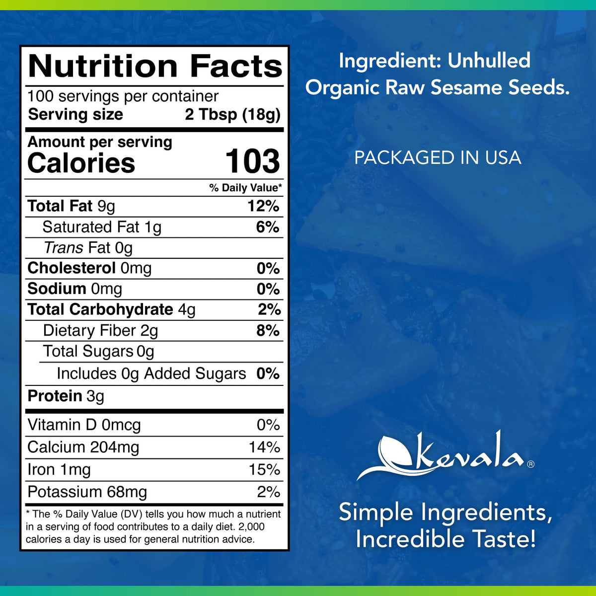 Kevala raw sesame seeds unhulled closeup — premium texture for roasting and garnishing
