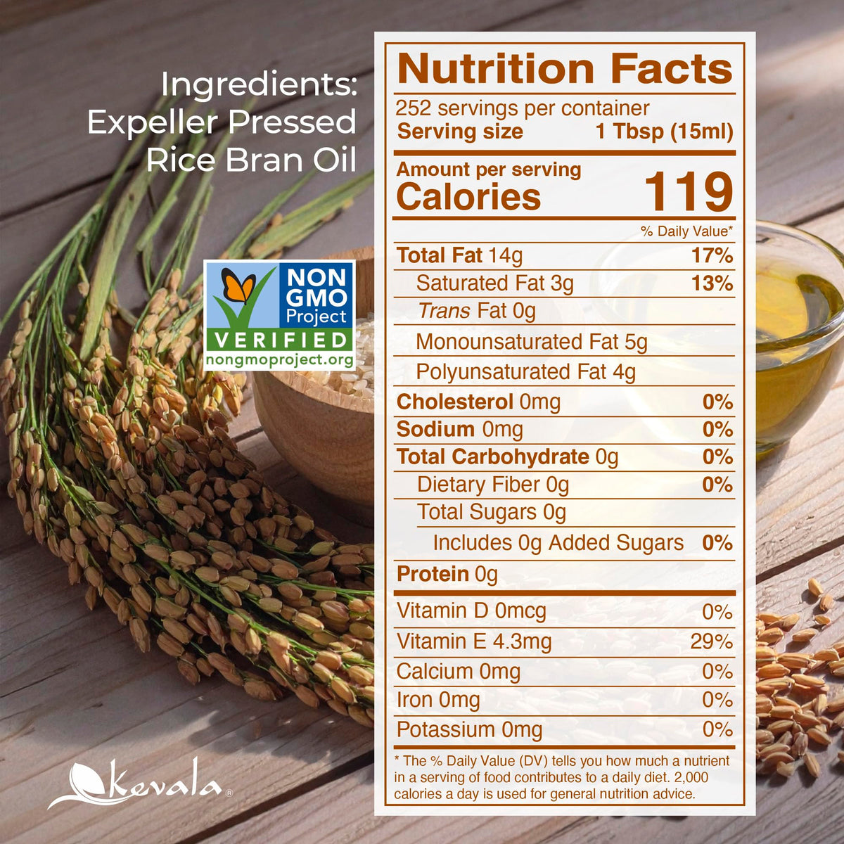 Kevala Rice Bran Oil with pour spout for precise cooking