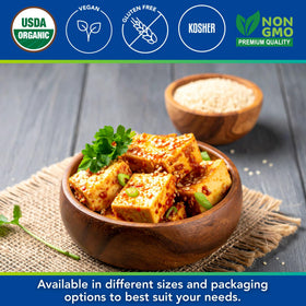 Kevala sesame seeds sprinkled over noodles for a savory finish.
