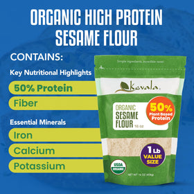 Kevala Sesame Flour bowl ready for baking with a subtle nutty aroma.