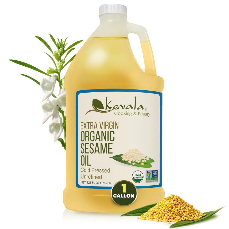 Kevala sesame oil bottle cap close-up showing pour control.
