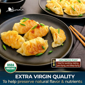 Kevala sesame oil label detail communicates organic and kosher certifications.