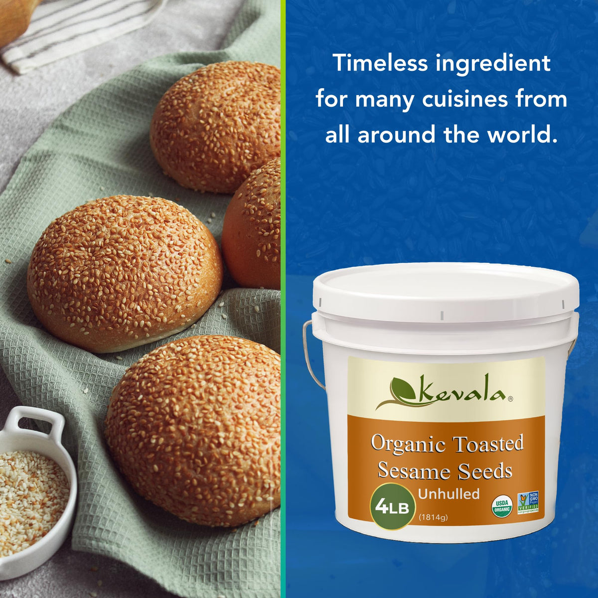 Kevala sesame seeds topping adds crunch to bowls and sandwiches