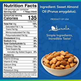 Kevala Sweet Almond Oil used as baking base and dressing ingredient.