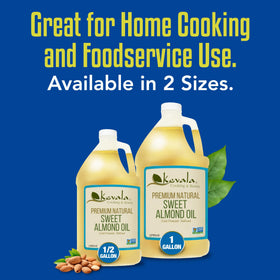 Kevala Almond Oil in a kitchen bottle used for baking and mild frying.
