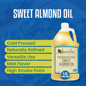 Kevala Sweet Almond Oil for skin-care and facial nourishment.