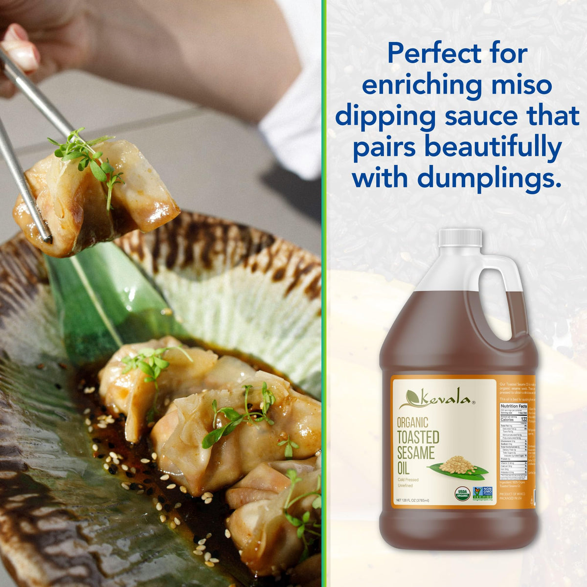 Kevala toasted sesame oil perfect for stir-fry in a wok