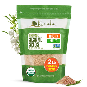 Kevala toasted sesame seeds bag showing organic, non-GMO pantry staple