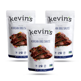 Kevin's Korean BBQ sauce bottle highlighting coconut aminos for clean, flavorful meals.