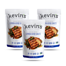 Kevin's Lemon Herb Sauce glass bottle for quick, flavorful meals