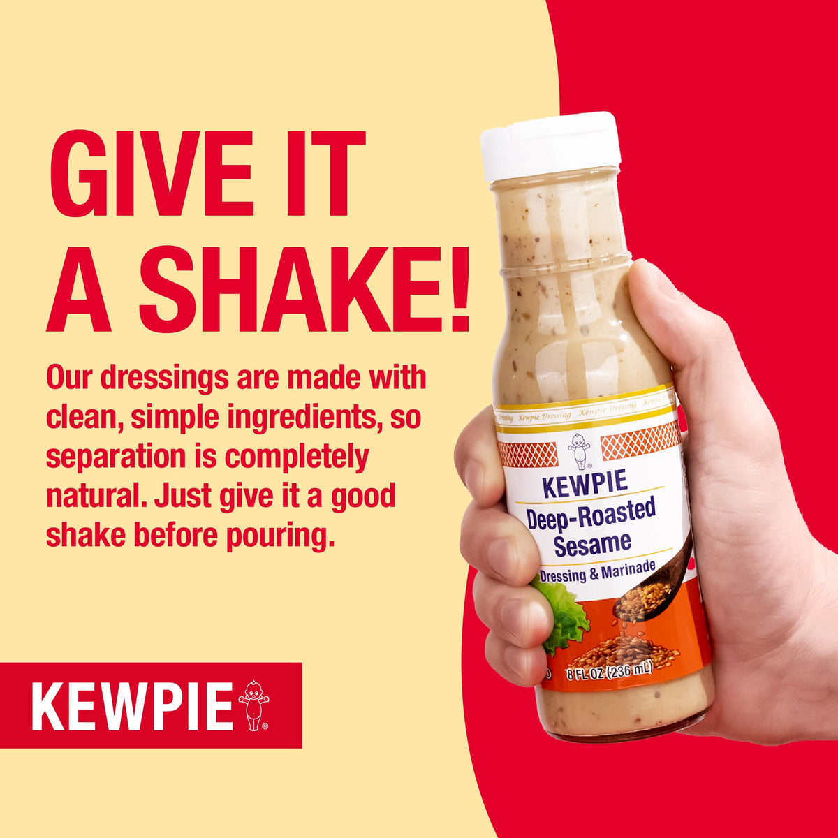 Kewpie Deep Roasted Sesame Dressing salad-ready image showcases versatile use