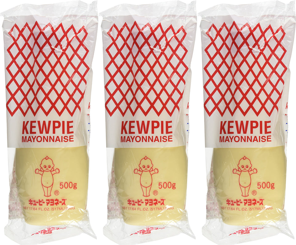 Kewpie Mayo 3-pack 500g tubes on display, creamy and versatile