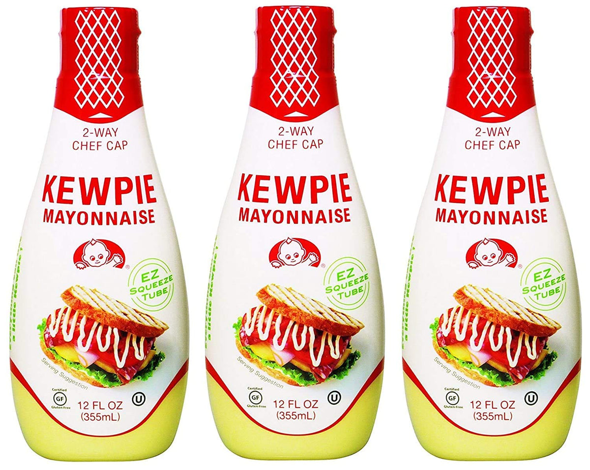 Kewpie Mayonnaise squeeze-tube for easy sandwich prep and sauces, creamy texture.