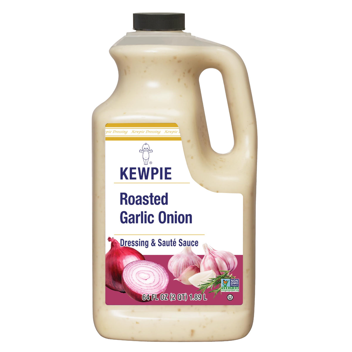 Kewpie Roasted Garlic Onion Dressing 64 oz bottle on display, great for family meals