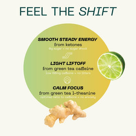 KEY Ketone Drink glass shows fizz from ginger lime and natural flavor.