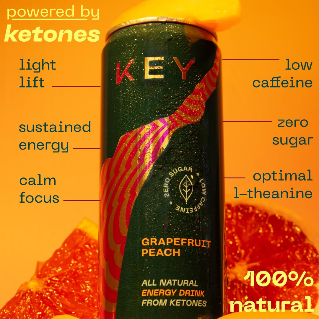 KEY Ketone Drink label detail shows clean, natural ingredients for energized moments.