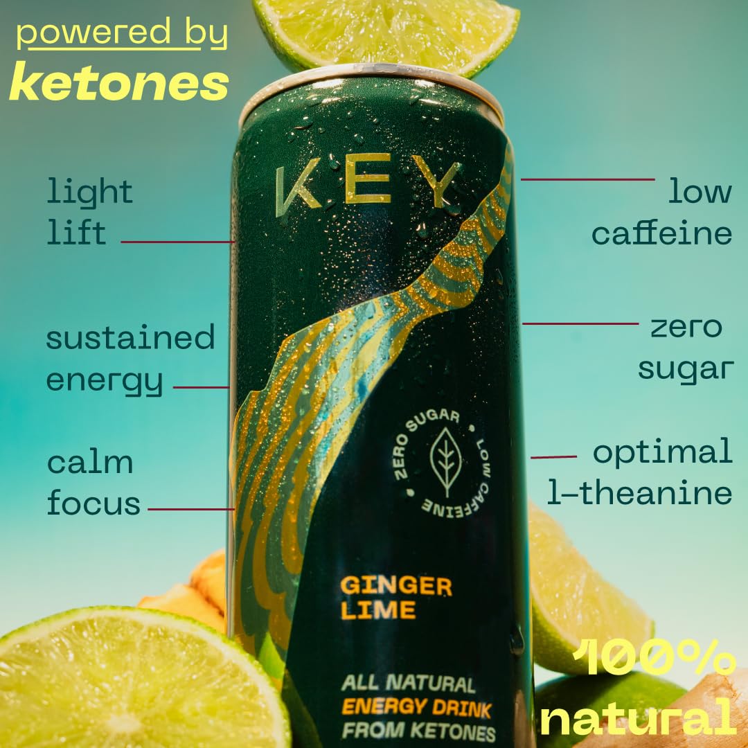 KEY Ketone Drink label highlights natural ingredients and ketone energy source.