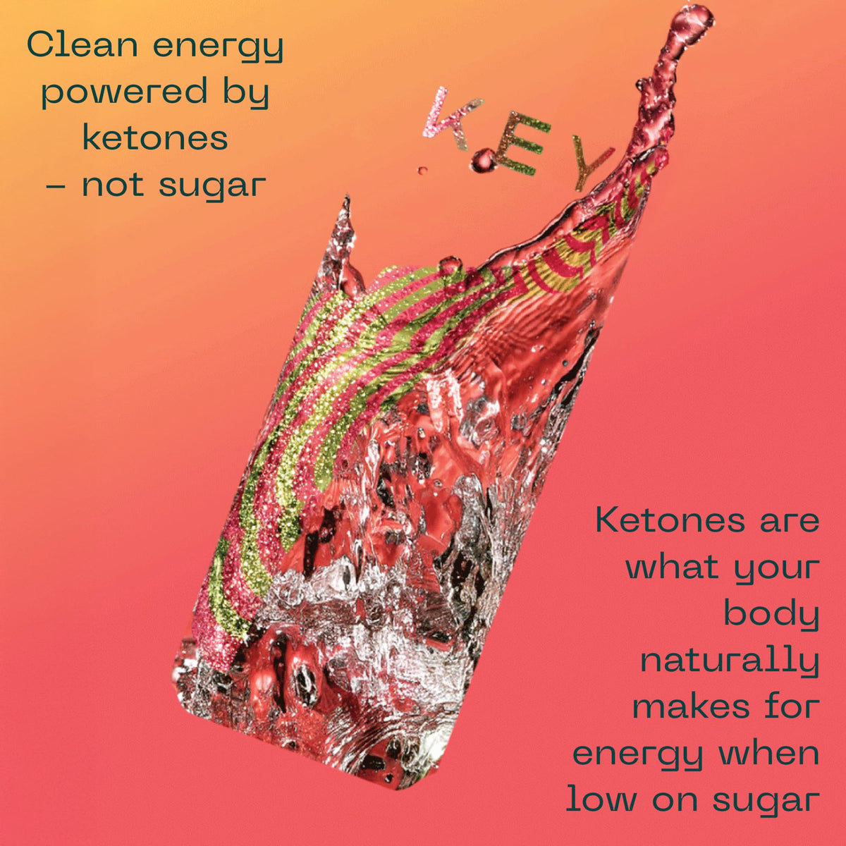 KEY Ketone Energy Drink on cooler shelf emphasizing freshness and portability