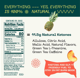 KEY Ketone Energy Drink label close-up illustrating natural formulation
