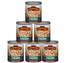 Keystone chicken 28 oz can, fully cooked and ready to eat for quick meals.