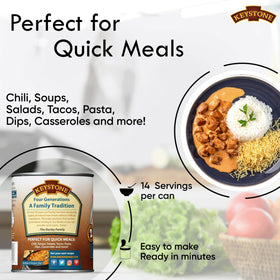 Keystone shelf-stable chicken with five year shelf life for emergencies.
