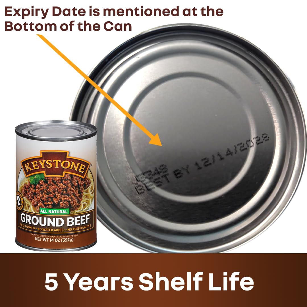 Keystone beef can stored in the freezer for batch meals.