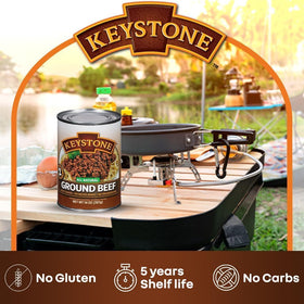 Pack of 24 Keystone cans—essential pantry staple.