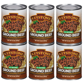 Keystone Meats ground beef can – ready-to-eat pantry staple for quick meals.