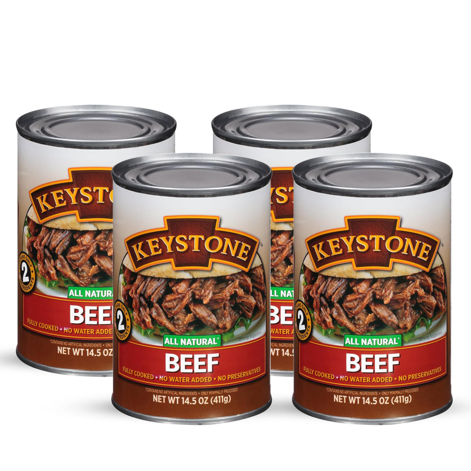 Keystone Meats heat and serve canned beef ready for quick meals