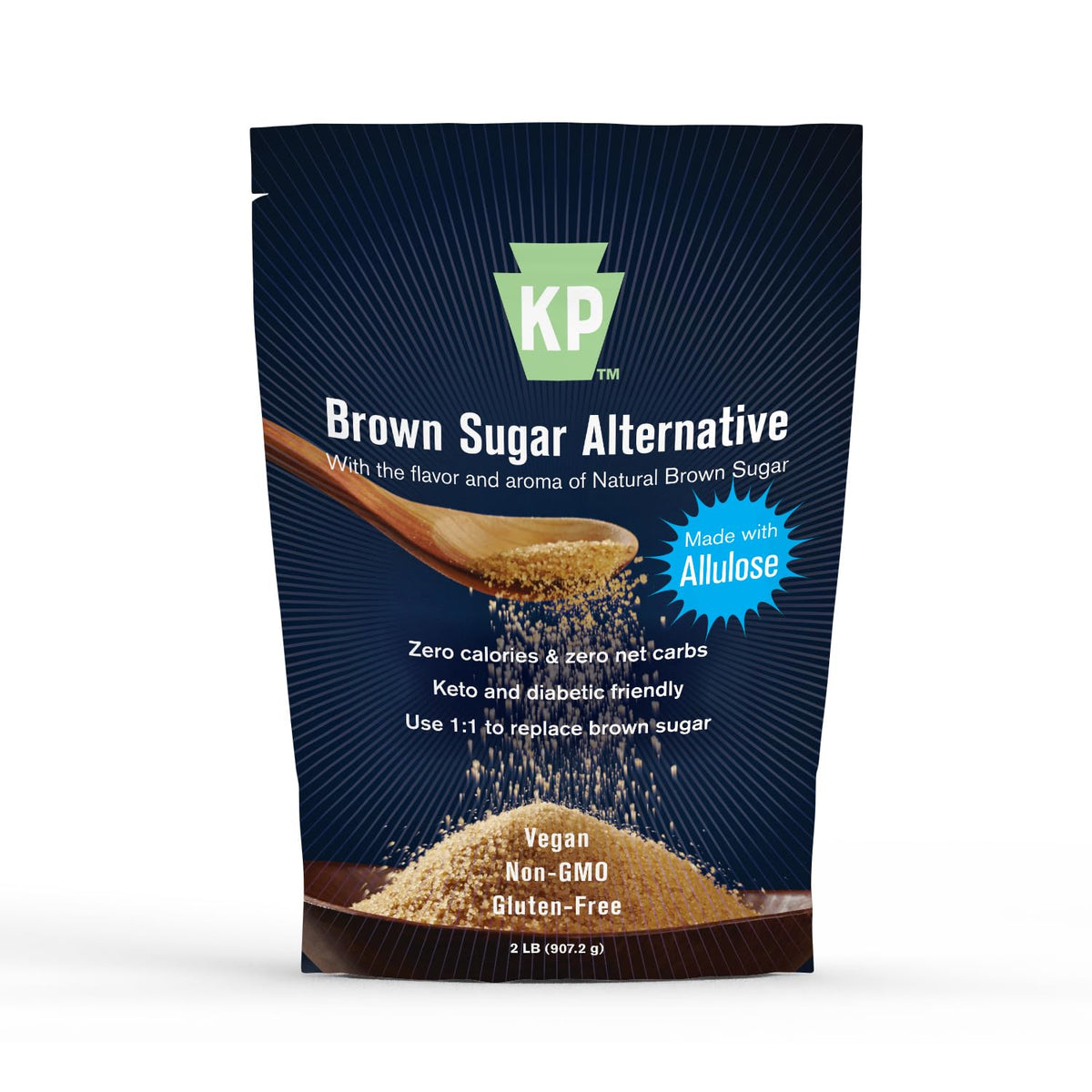 Keystone Pantry Brown Allulose Powder in a 2lb bag for versatile baking.