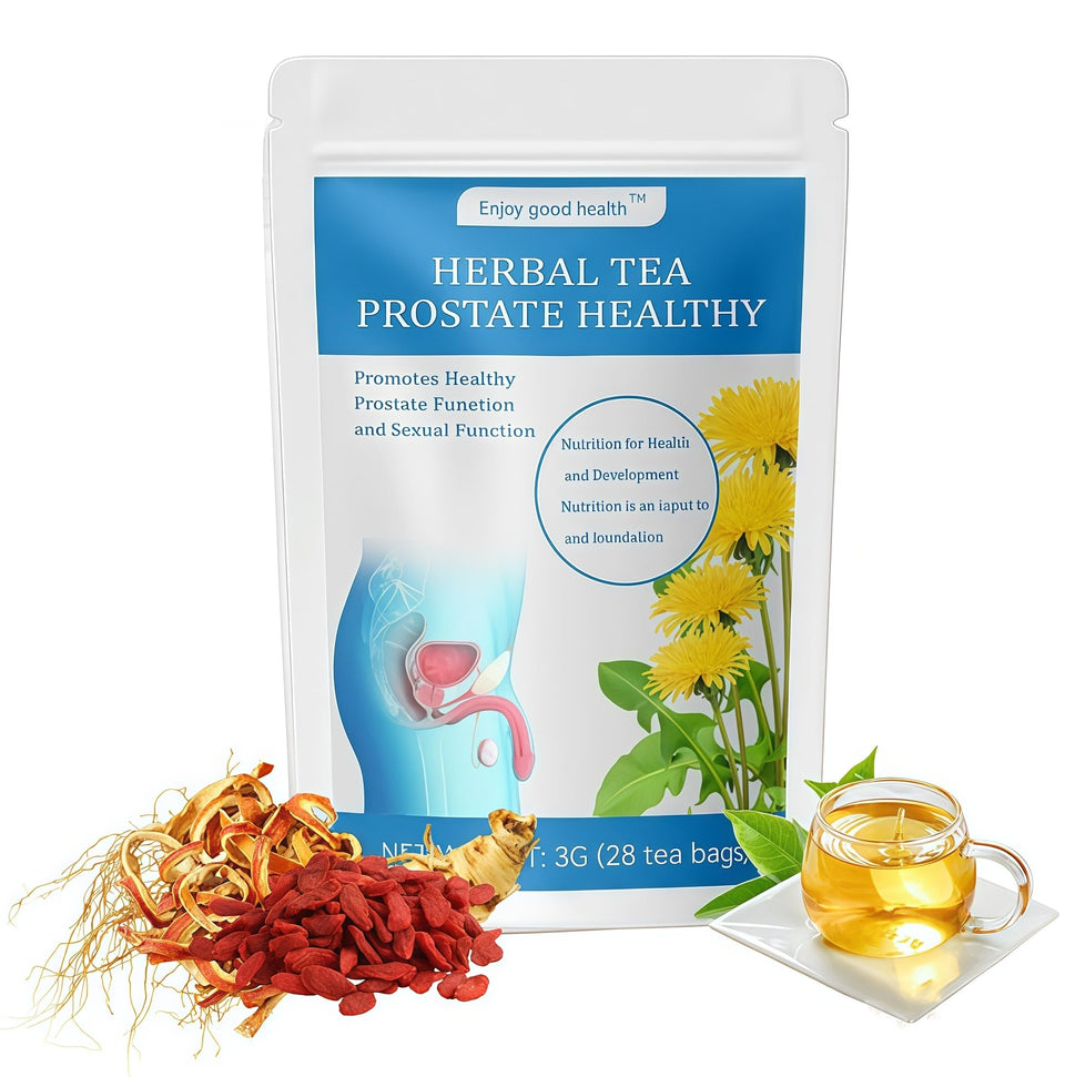 Kezurass Prostate Health Tea box with traditional herbal blend.