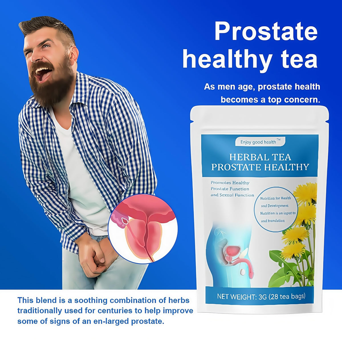 Kezurass Prostate Health Tea cup during steeping, inviting aroma.