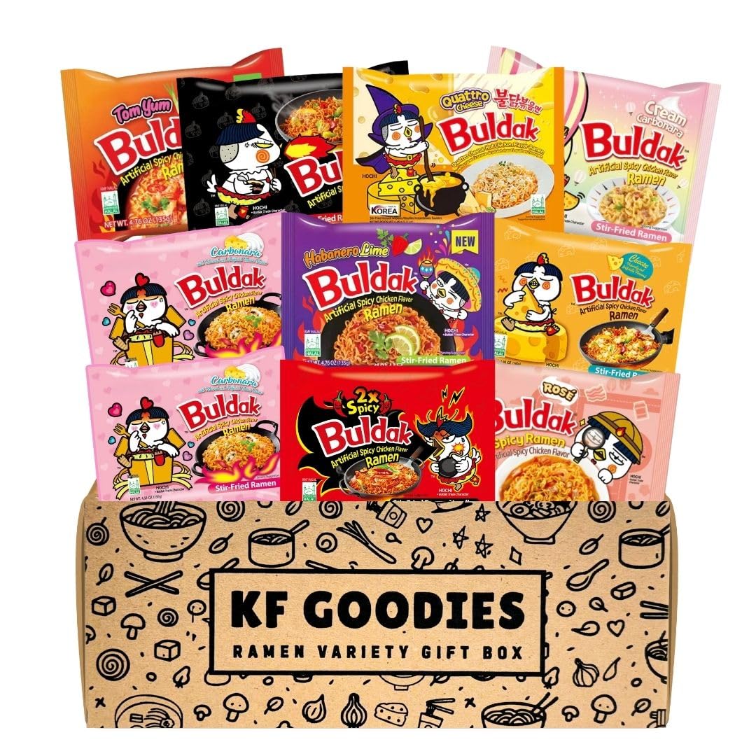 KF GOODIES Korean Ramen Variety Gift Box cover highlights gift-ready packaging for celebrations and college care.
