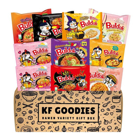 KF GOODIES Korean Ramen Variety Gift Box cover highlights gift-ready packaging for celebrations and college care.