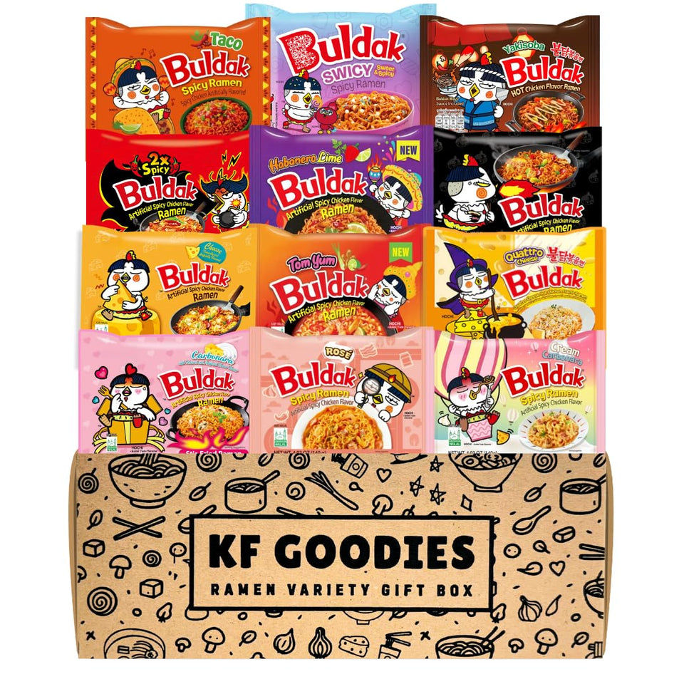 KF GOODIES Korean Ramen Variety Box Pack in gift-ready packaging, ideal for birthdays and care packages.