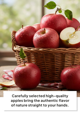 K Food label close-up highlighting natural apple flavor and Korea origin