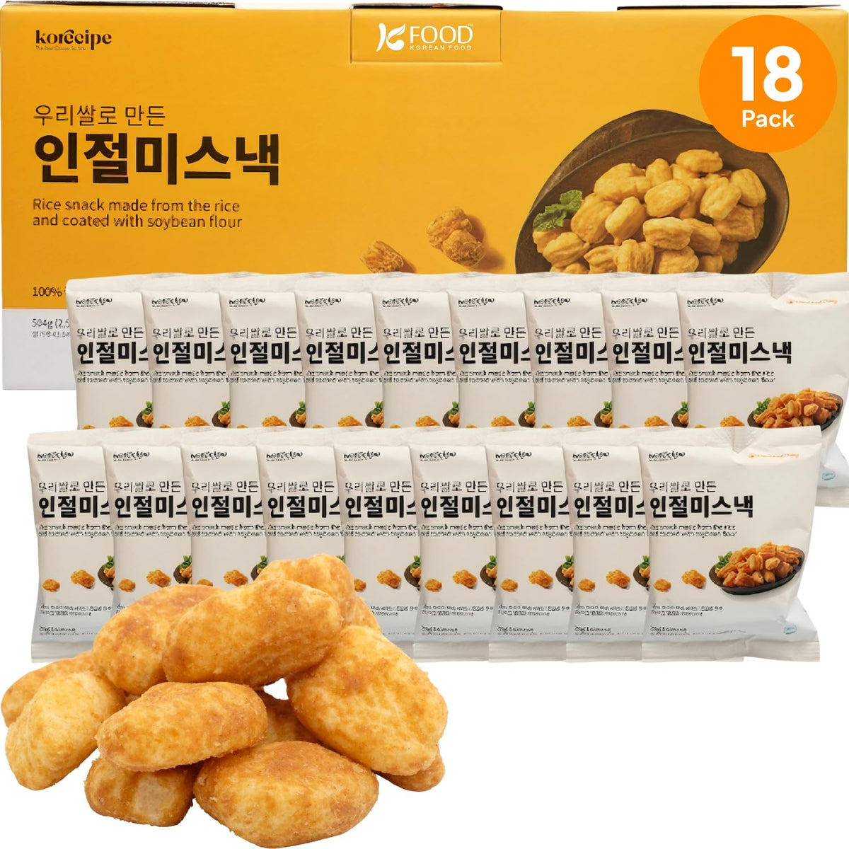 K Food Korean Food Injeolmi snack packaged for on-the-go enjoyment.