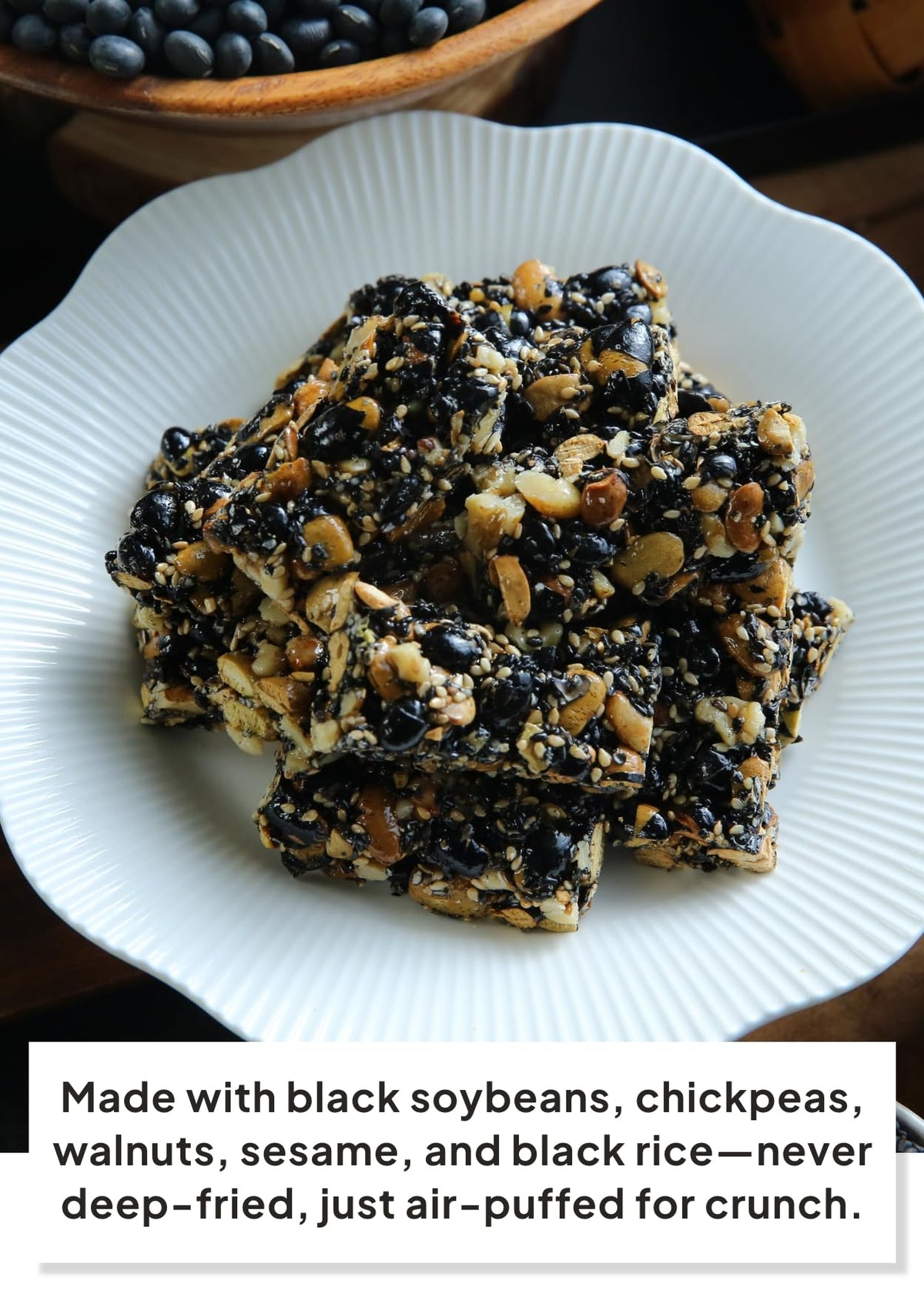 K Food Korean Food roasted grains and nuts snack bar captures wholesome crunch and protein boost.