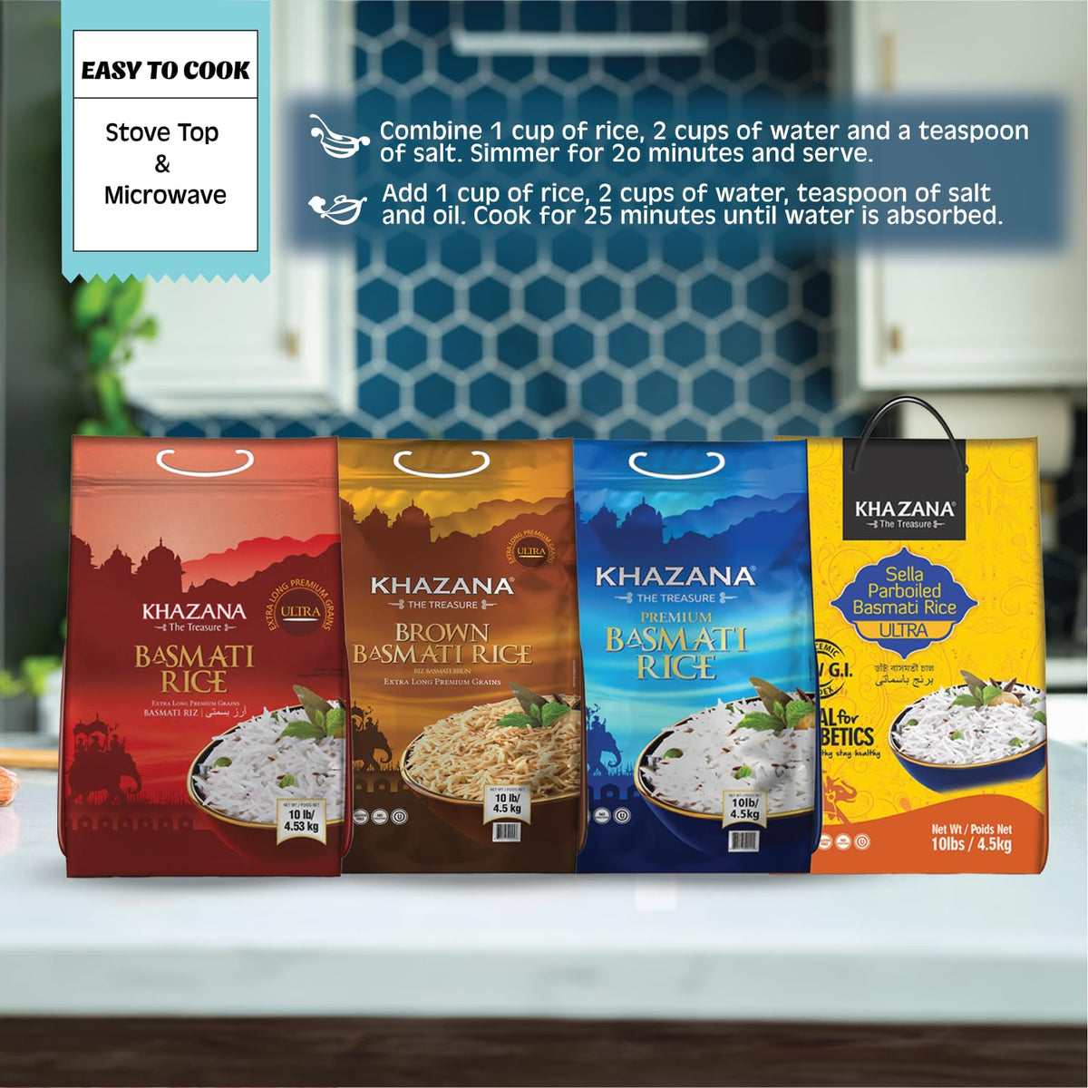Khazana basmati rice served with curry for a balanced, satisfying meal base