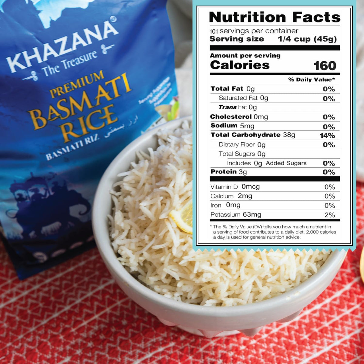 Khazana basmati rice uncooked grains close-up showing long slender kernels and aroma