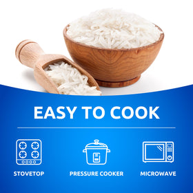 Khazana Basmati Rice non-GMO gluten-free label communicates dietary suitability.
