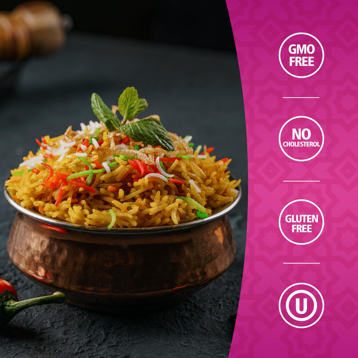 Khazana basmati rice cooking steam captures fluffy grains in action.