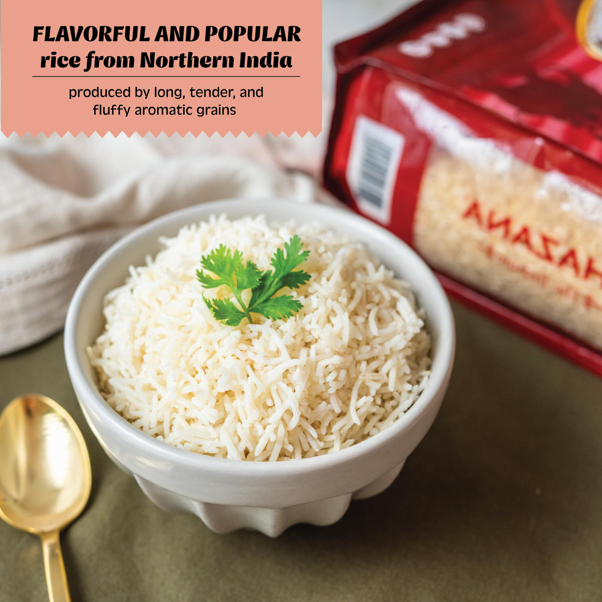 Khazana 10lb bag on kitchen counter ideal for family dinners.