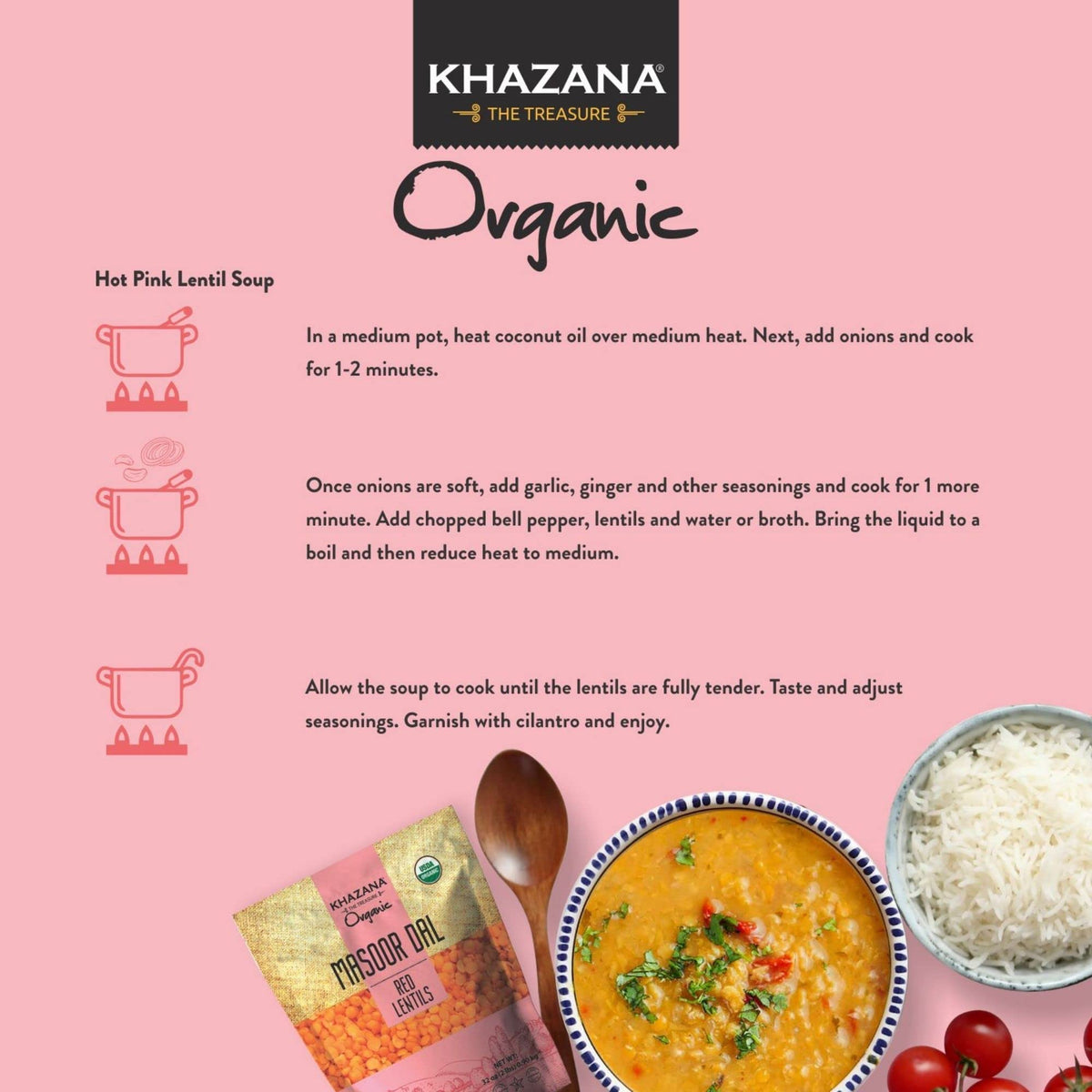 Khazana Masoor Dal cooked lentils in a bowl show versatile Indian style meals