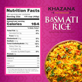 Khazana smoked basmati rice resealable bag emphasizing easy storage and aroma retention.