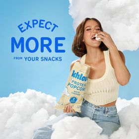 Khloud Protein Popcorn ingredients panel shows four simple components