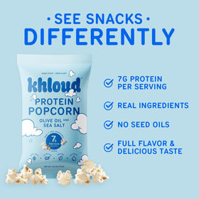 On-the-go pack of Khloud Protein Popcorn convenient snack for gym bag