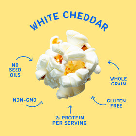 Khloud Protein Popcorn White Cheddar served in a bowl for quick energy