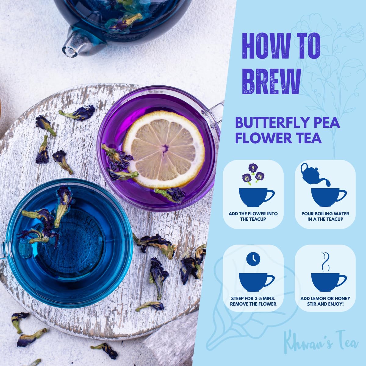 Khwan's Tea natural color use in foods and beverages demonstrates versatile color options.